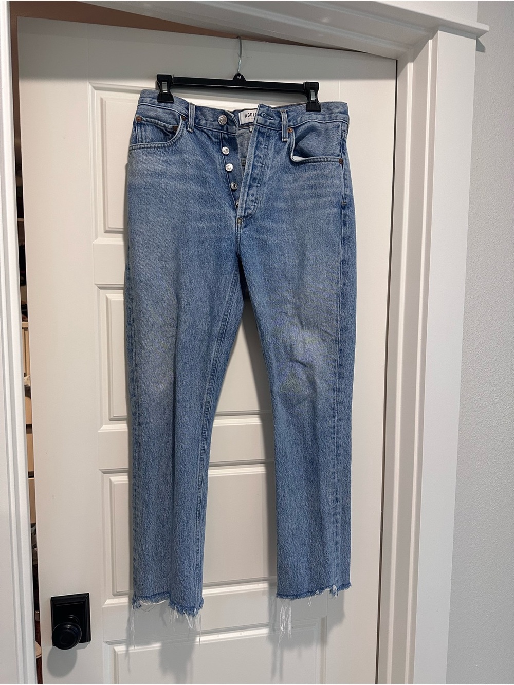 Agolde Light Blue High-Rise Straight Leg Jeans